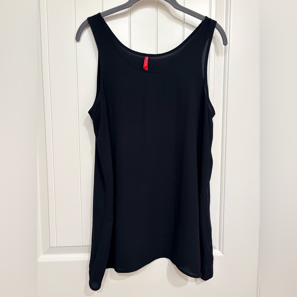 SPANX Black Scoop Neck Sheer Lightweight Sleeveless Tank Top Women’s Size Medium